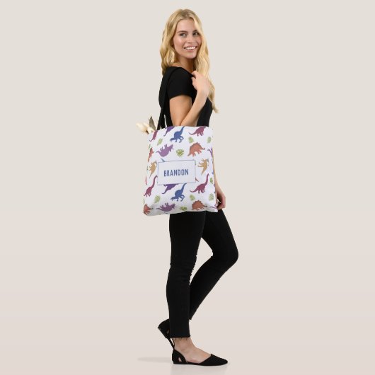 Schattigee Dinosaurus Patroon Dino Gepersonaliseer Tote Bag (Op model)