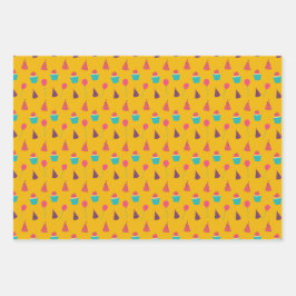 Schattigee Dinosaurus Patroon Kids Verjaardag Inpakpapier Vel