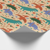 Schattigee Dinosaurus Patroon Verjaardag Cadeaupapier (Hoek)