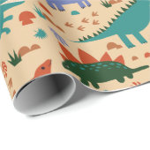 Schattigee Dinosaurus Patroon Verjaardag Cadeaupapier (Rol Hoek)