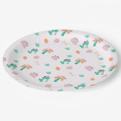 Schattigee Dinosaurus Patroon Verjaardag Papieren Bordje (Gekanteld)