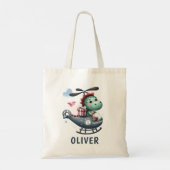 Schattigee Dinosaurus Pilot Vliegende Charmante He Tote Bag (Achterkant)
