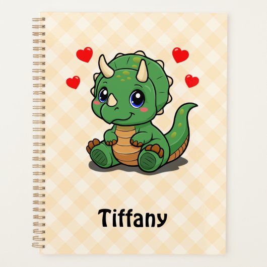 Schattigee Dinosaurus Planner – Naam toevoegen (Voorkant)