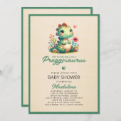 Schattigee dinosaurus Preggosaurus Baby shower Inv Kaart (Voorkant / Achterkant)