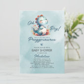 Schattigee dinosaurus Preggosaurus-Baby shower Kaart (Staand voorkant)