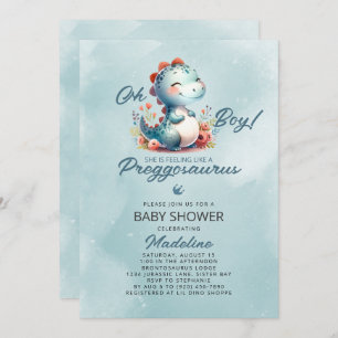 Schattigee dinosaurus Preggosaurus-Baby shower Kaart