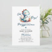 Schattigee dinosaurus Preggosaurus-Baby shower Kaart (Staand voorkant)