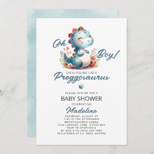 Schattigee dinosaurus Preggosaurus-Baby shower Kaart
