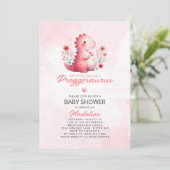 Schattigee dinosaurus Preggosaurus-Baby shower Kaart (Staand voorkant)
