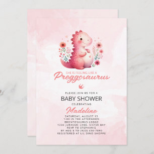Schattigee dinosaurus Preggosaurus-Baby shower Kaart
