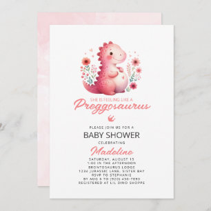 Schattigee dinosaurus Preggosaurus-Baby shower Kaart