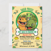 Schattigee Dinosaurus Prehistorische Cartoon Verja Kaart (Voorkant)