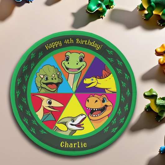 Schattigee Dinosaurus Prehistorische Kleurrijke Ca Papieren Bordje