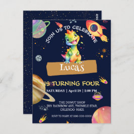 Schattigee Dinosaurus regenboog Galaxy ruimte verj Briefkaart