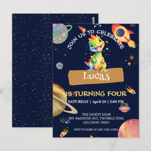 Schattigee Dinosaurus regenboog Galaxy ruimte verj Briefkaart