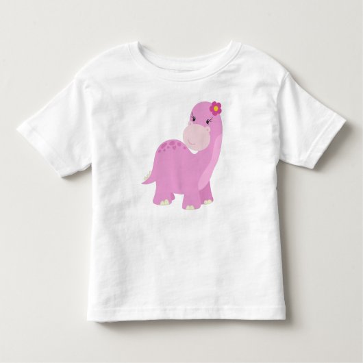 Schattigee dinosaurus, roze dinosaurus, Meisje din Kinder Shirts (Voorkant)