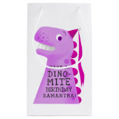 Schattigee dinosaurus roze gepersonaliseerde verja klein cadeauzakje (Achterkant)