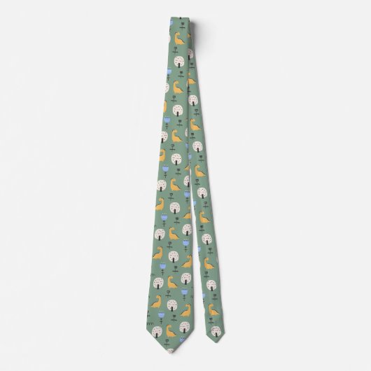 Schattigee dinosaurus Sage Green Pattern Stropdas (Voorkant)
