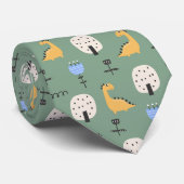 Schattigee dinosaurus Sage Green Pattern Stropdas (Opgerold)