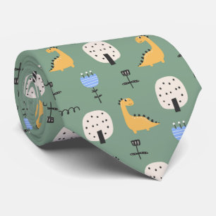 Schattigee dinosaurus Sage Green Pattern Stropdas