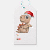 Schattigee Dinosaurus Santa Hoed Kinder Tan Christ Cadeaulabel (Voorkant)