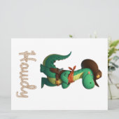 Schattigee dinosaurus sheriff/cowboy feestdagenkaart (Staand voorkant)