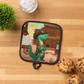 Schattigee dinosaurus sheriff/cowboy pannenlap (Top down)