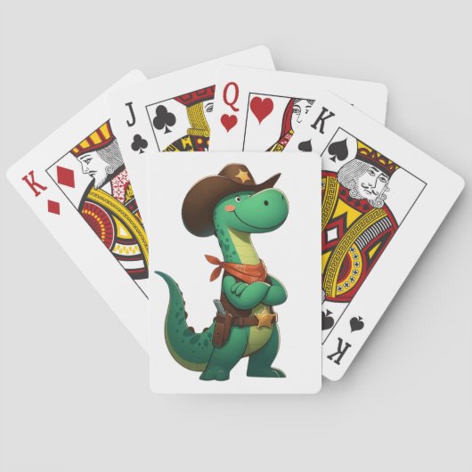 Schattigee dinosaurus sheriff/cowboy pokerkaarten (Achterkant)