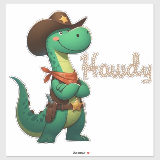 Schattigee dinosaurus sheriff/cowboy sticker (Vel)