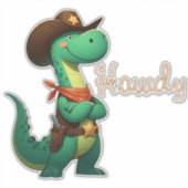 Schattigee dinosaurus sheriff/cowboy sticker (Voorkant)