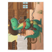 Schattigee dinosaurus sheriff/cowboy tafelkleed (Voorkant)