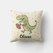 Schattigee dinosaurus spelen Football gepersonalis Kussen (Achterkant)