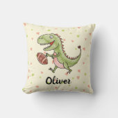 Schattigee dinosaurus spelen Football gepersonalis Kussen (Voorkant)