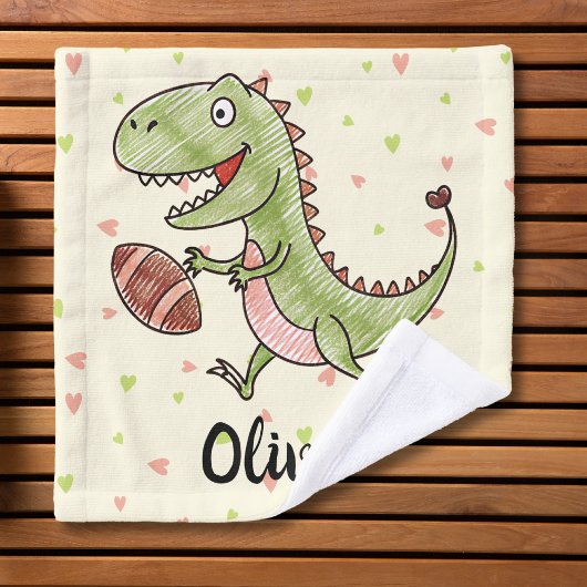 Schattigee dinosaurus spelen Football gepersonalis Washandje