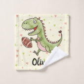 Schattigee dinosaurus spelen Football gepersonalis Washandje (Wasdoekje)