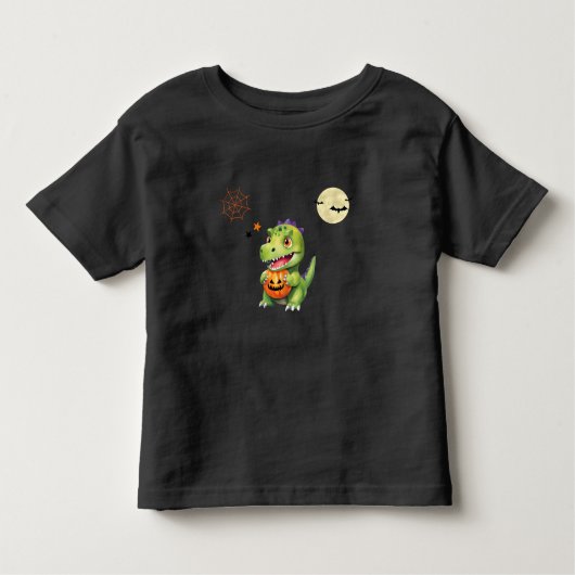 Schattigee Dinosaurus spelen pompoen truc om hallo Kinder Shirts (Voorkant)