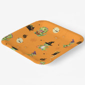 Schattigee Dinosaurus spelen pompoen truc om hallo Papieren Bordje (Gebogen)