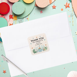 Schattigee dinosaurus stomp verjaardagsfeestje dan vierkante sticker