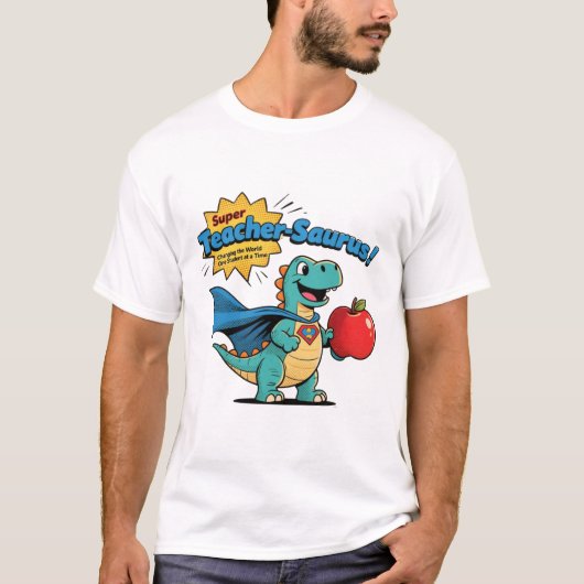 Schattigee Dinosaurus Superheld Teacher Gift T-shirt (Voorkant)