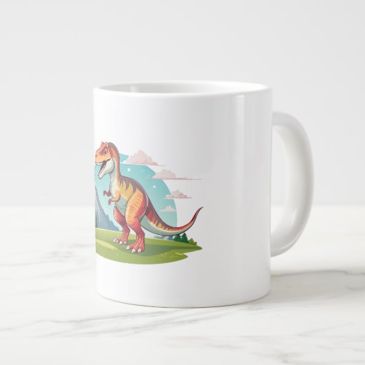 Schattigee  dinosaurus T Rex met Mountain Grote Koffiekop (Voorkant rechts)