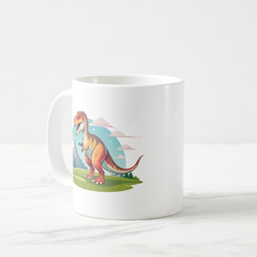 Schattigee  dinosaurus T Rex met Mountain Koffiemok (Voorkant links)