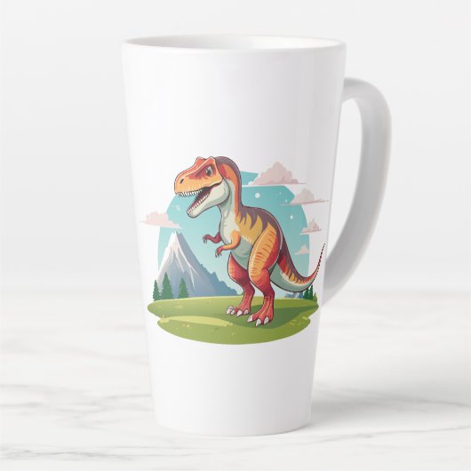 Schattigee dinosaurus T Rex met Mountain Latte Mok (Rechterhoek)