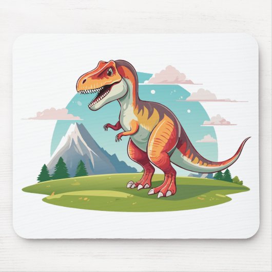 Schattigee  dinosaurus T Rex met Mountain Mousepad Muismat (Voorkant)