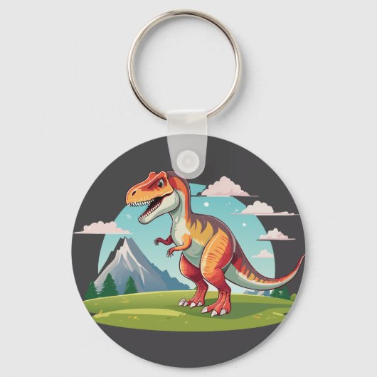 Schattigee dinosaurus T Rex met Mountain Sleutelhanger (Voorkant)