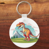 Schattigee dinosaurus T Rex met Mountain Sleutelhanger (Achterkant)