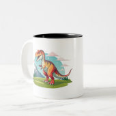 Schattigee  dinosaurus T Rex met Mountain Tweekleurige Koffiemok (Voorkant links)