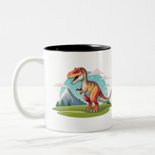 Schattigee  dinosaurus T Rex met Mountain Tweekleurige Koffiemok (Links)