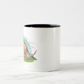 Schattigee  dinosaurus T Rex met Mountain Tweekleurige Koffiemok (Center)