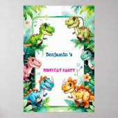 Schattigee dinosaurus T rex verjaardagsfeest welko Poster (Voorkant)