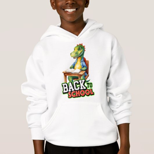 Schattigee Dinosaurus Terug naar School Hoodie (Voorkant)